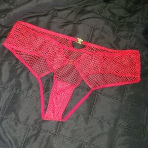 Victoria's secret red fishnet sexy pantie L